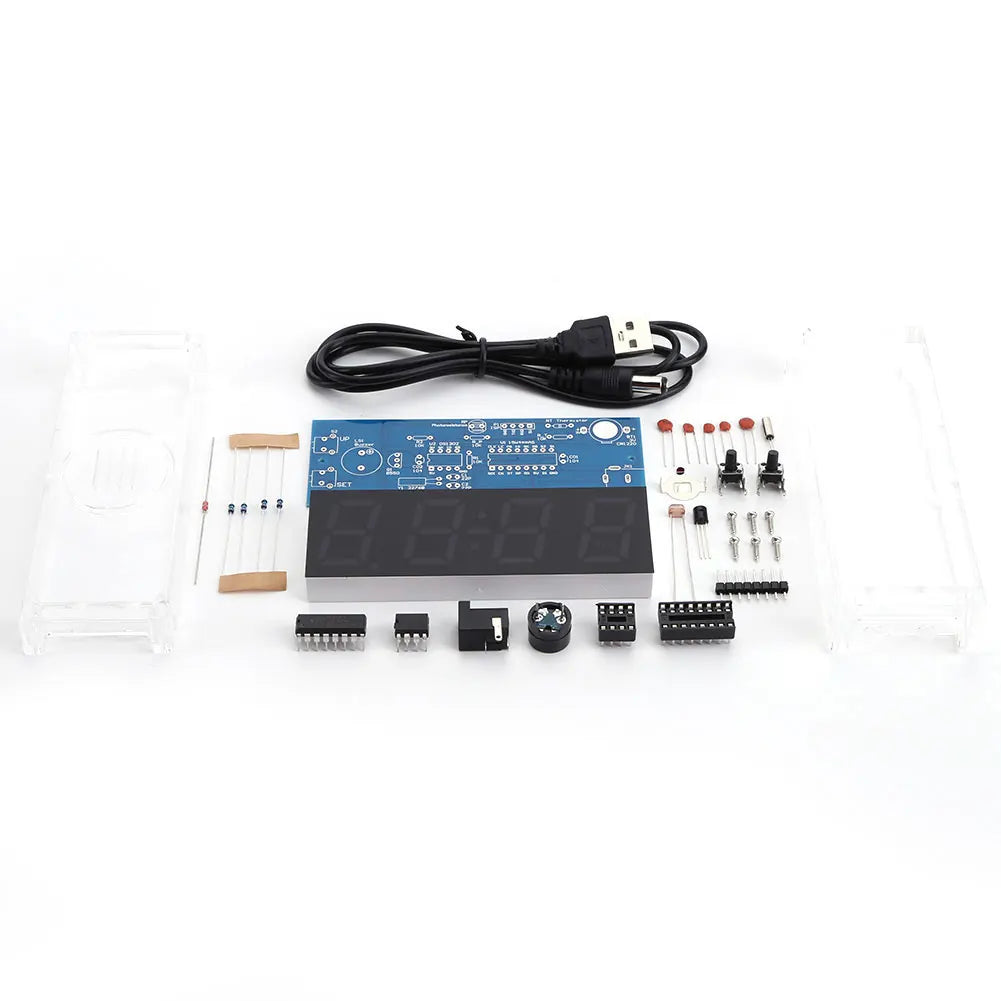 Electronic Clock DIY KIT LED Microcontroller Kit Digital Clock Time Light Control Temperature Thermometer Diy Electronic Kit
