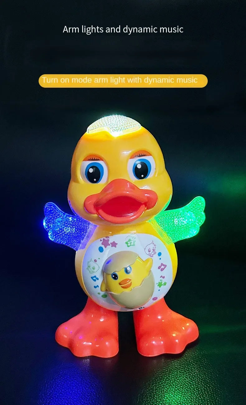 Electric Music Light Dancing Duck with Cute Blinking and Shaking Head Educational Electronic Pet for Children's Birthday Gift