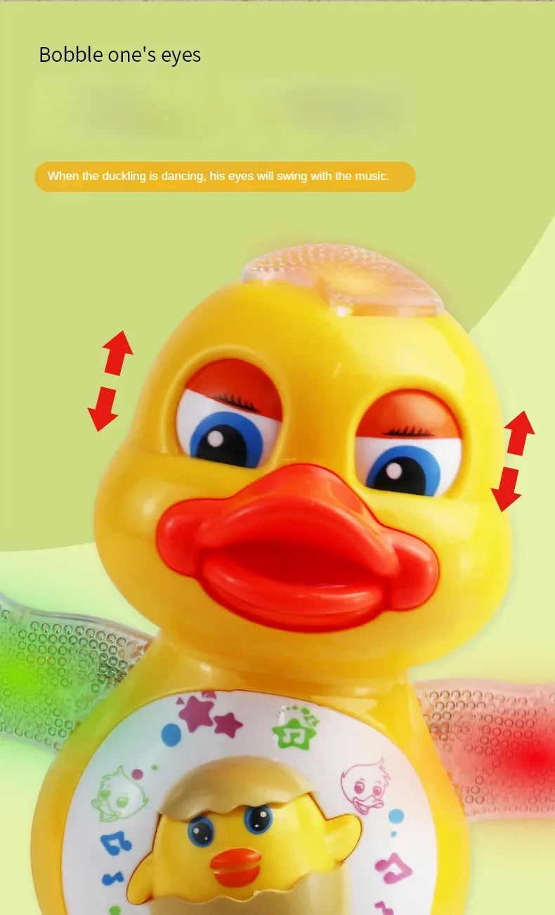 Electric Music Light Dancing Duck with Cute Blinking and Shaking Head Educational Electronic Pet for Children's Birthday Gift