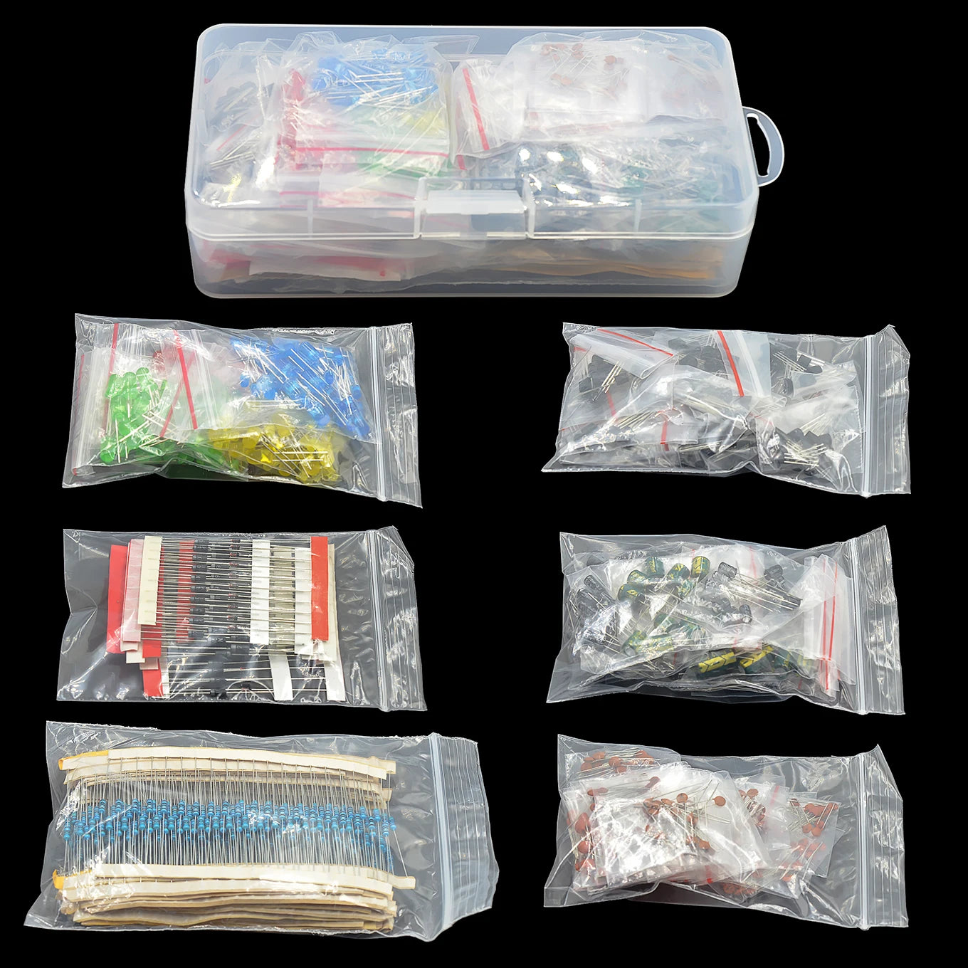 Electronic components Kits Metal film Resistor assortment kit led diodes electrolytic Capacitor Ceramic set transistor Pack