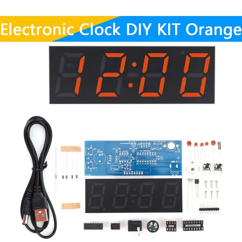 Electronic Clock DIY KIT LED Microcontroller Kit Digital Clock Time Light Control Temperature Thermometer Diy Electronic Kit