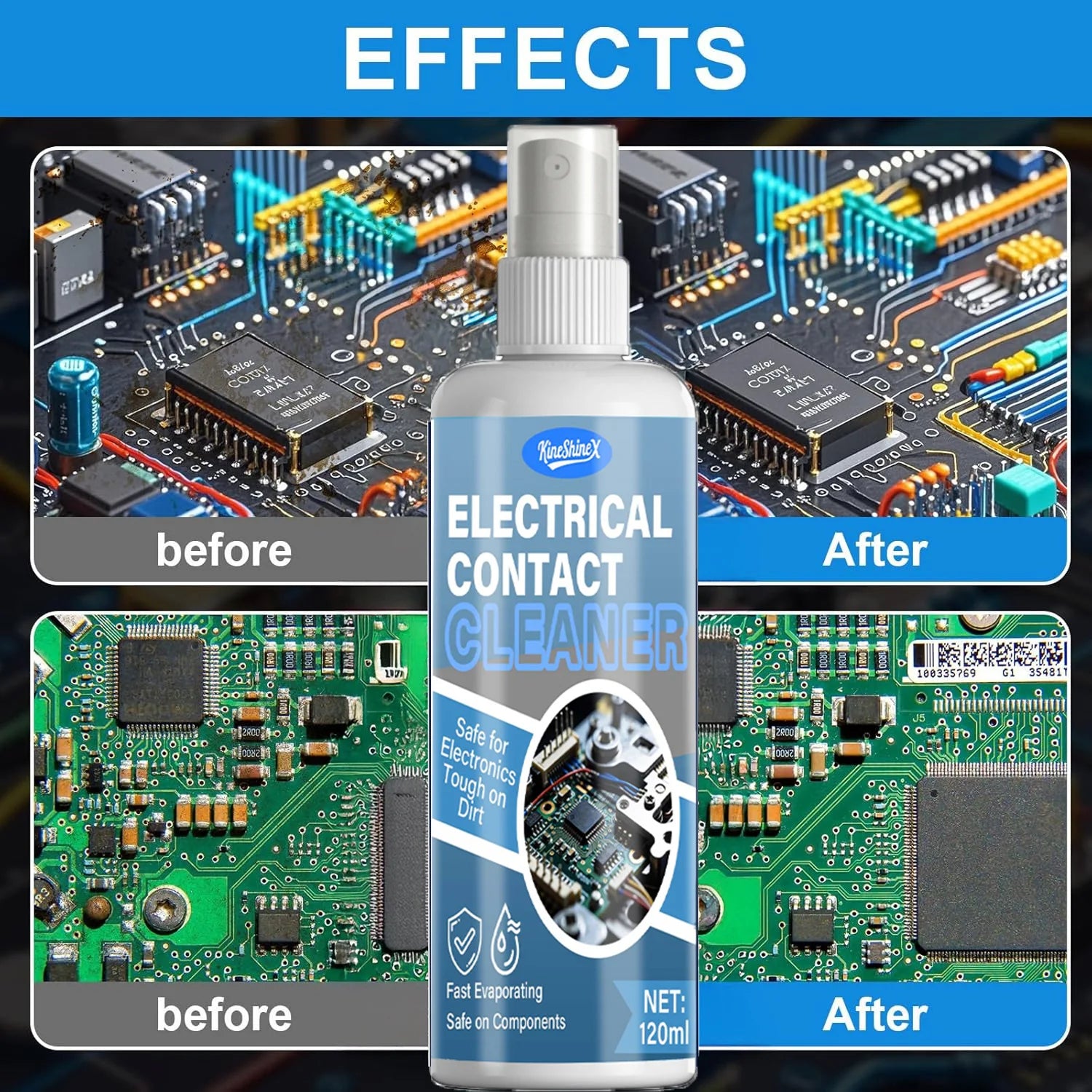Electrical Contact Cleaner 120ml–Fast Drying,Safe on Electronics,No Residue Ideal for Circuit Boards,Computers & Precision Parts