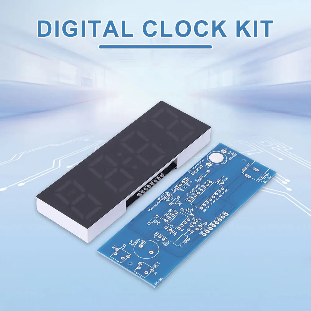 Electronic Clock DIY KIT LED Microcontroller Kit Digital Clock Time Light Control Temperature Thermometer Diy Electronic Kit