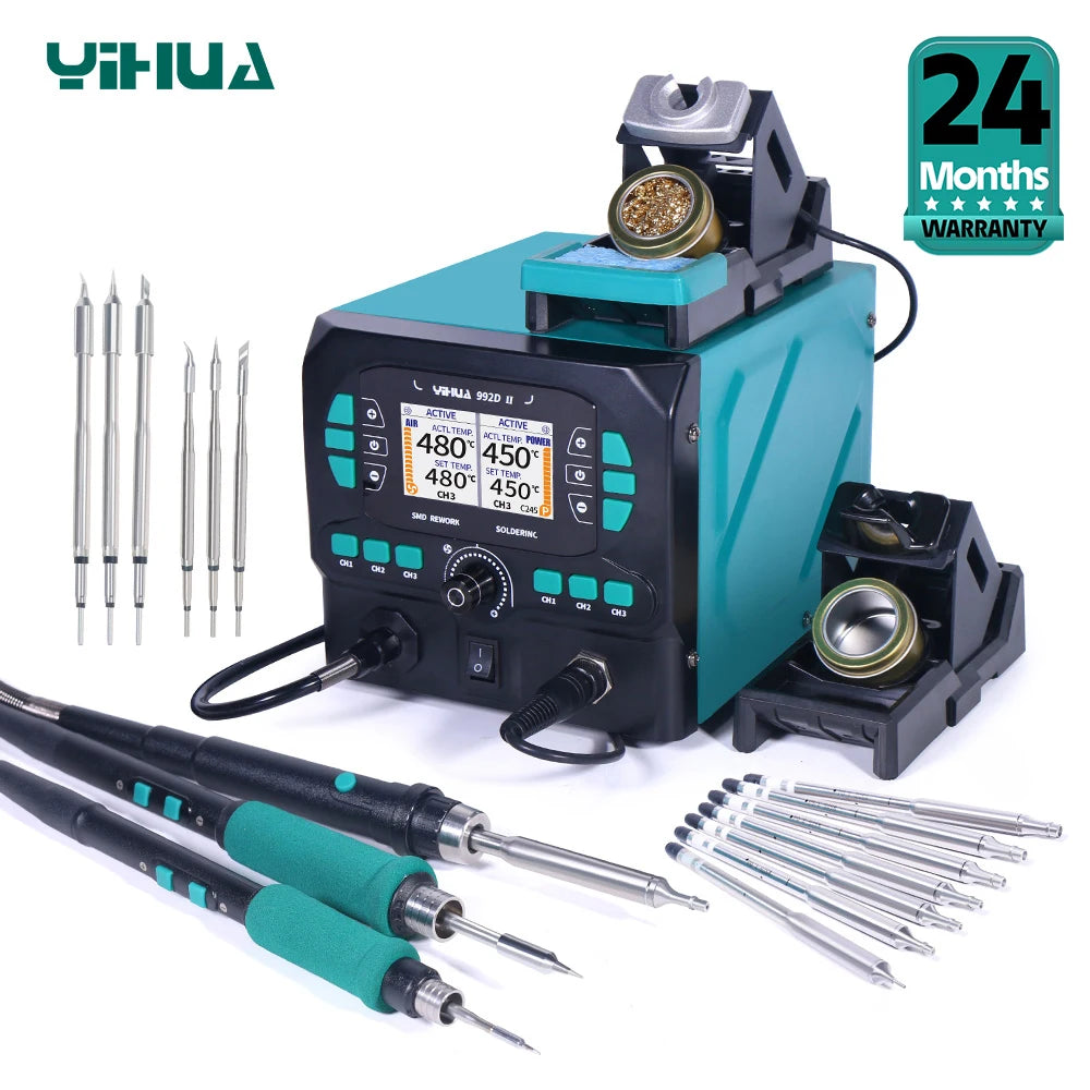 YIHUA 992D-II Precision Hot Air  Rework Station 210 245 Soldering Iron Station for Microscope Soldering Electronics Repair PCB