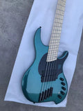 Custom 5-string profiled electric bass，Metallic blue body，Maple fan fingerboard，Active electronics，real photo，free delivery