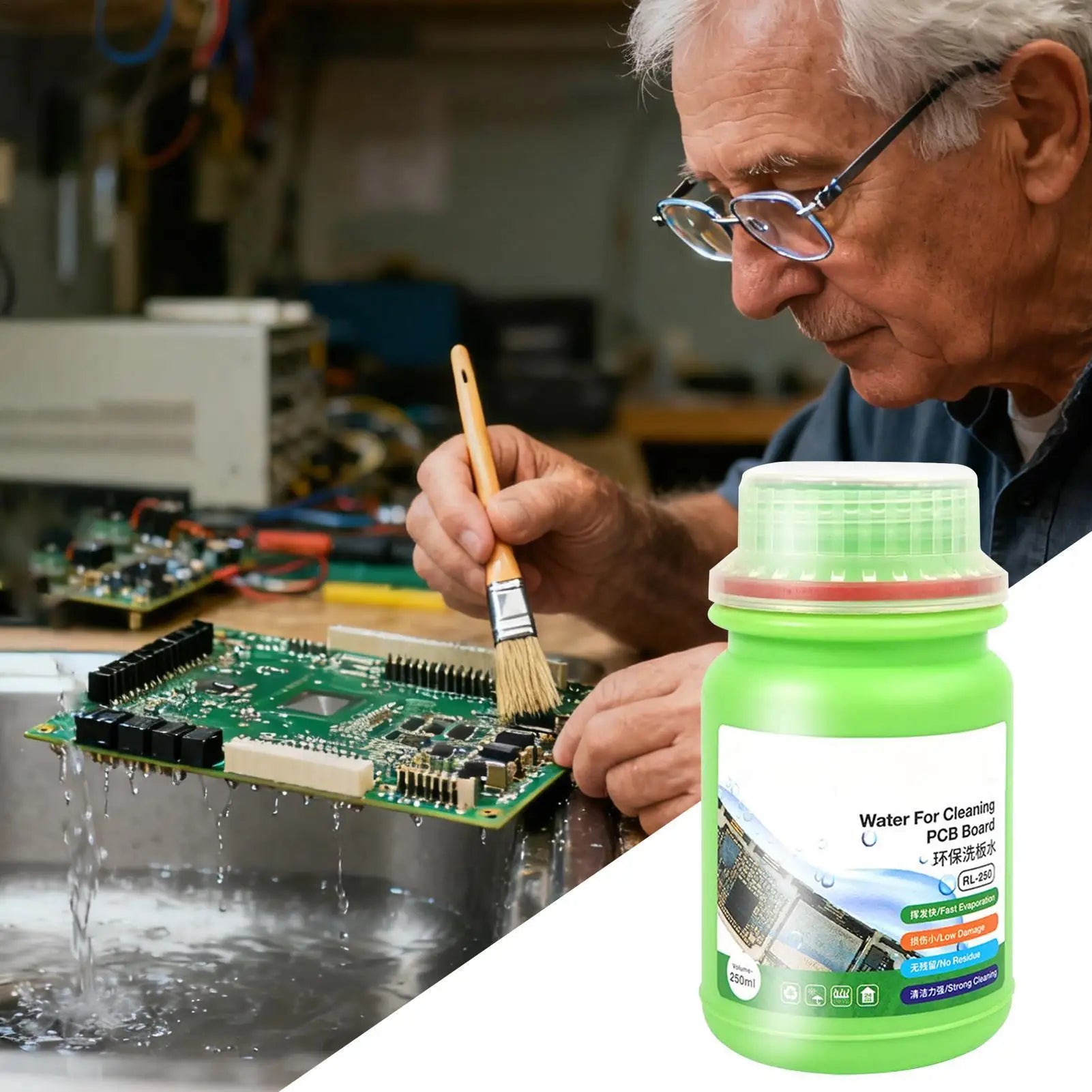 Electronic Liquid Cleaner 250ml Electronics Cleaning Liquid Circuit Board Cleaner for Keyboard Laptop Tablet Motherboard Home