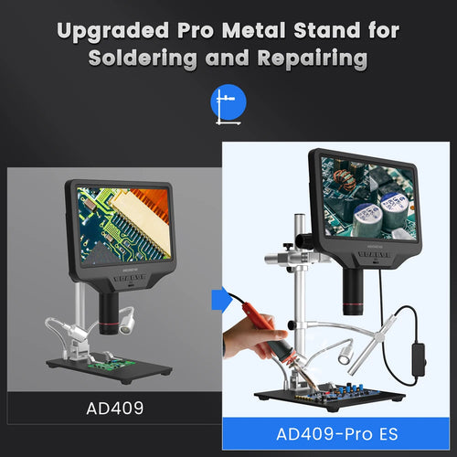 Andonstar AD409PRO-ES with Endoscope WIFI HDMI/USB 10.1'' Digital Microscope Measure for Soldering PCB Electronics Phone Repair