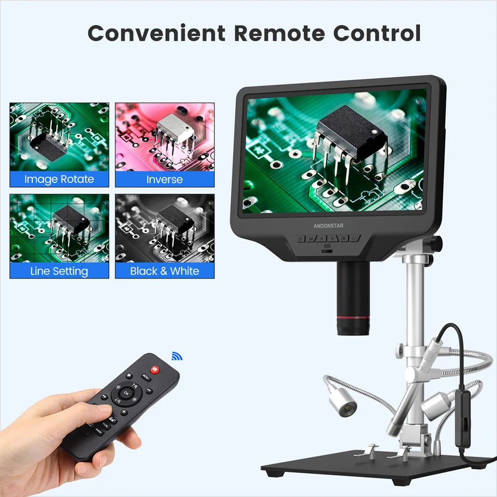 Andonstar AD409PRO-ES with Endoscope 10.1'' WIFI HDMI/USB Digital Microscope for PCB Soldering Phone Watch Electronics Repair