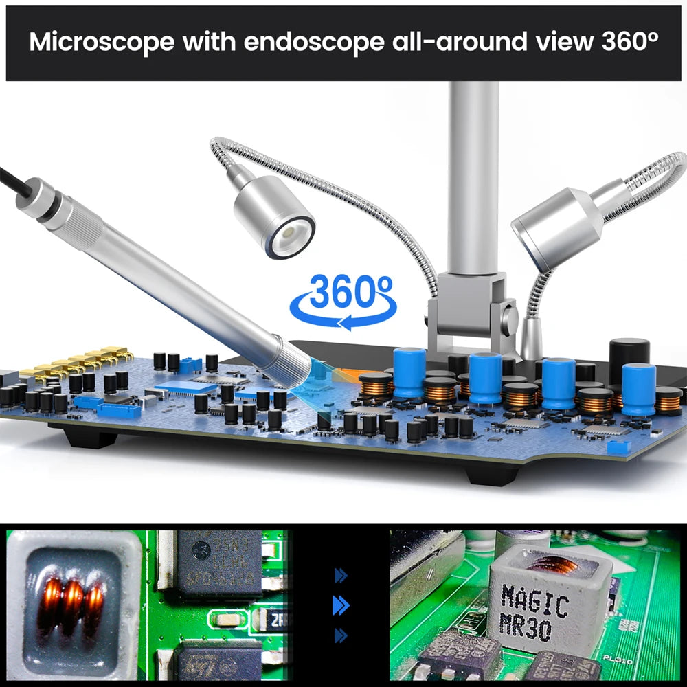 Andonstar AD409PRO-ES with Endoscope WIFI HDMI/USB 10.1'' Digital Microscope Measure for Soldering PCB Electronics Phone Repair