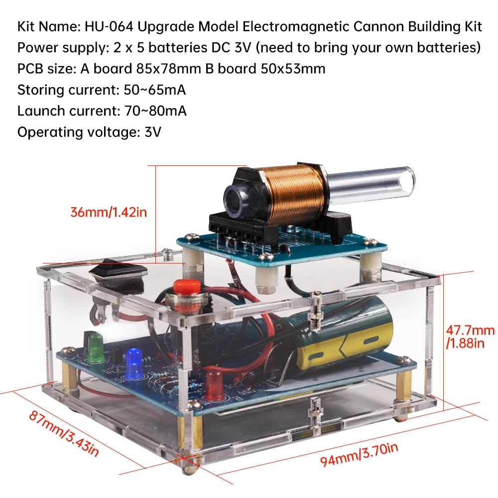 Electromagnetic Gun DIY Electronic Kit Long-range Projectile High-voltage Coil Booster Circuit Board Production Welding Electron
