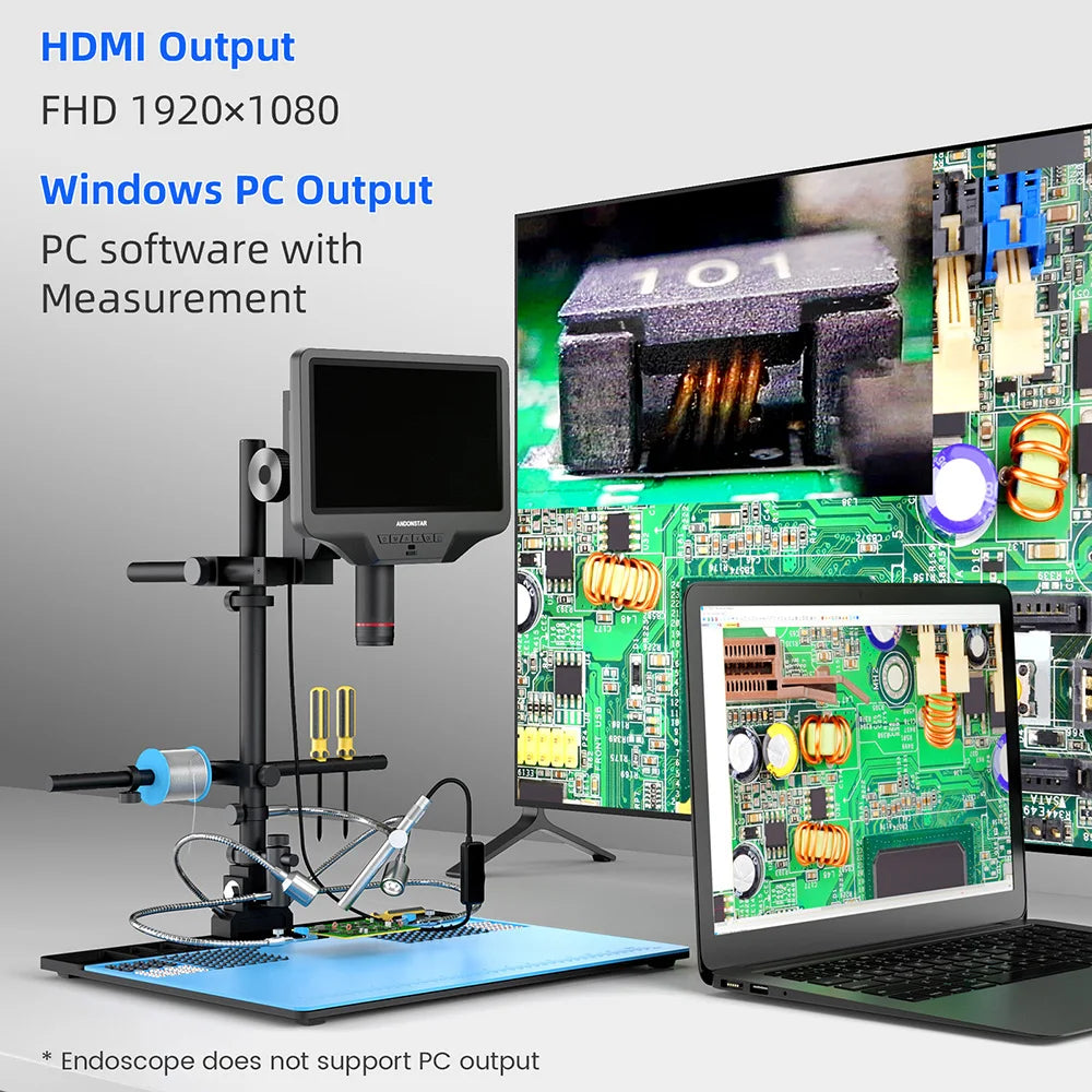 Andonstar AD409Max-ES with Endoscope 10.1'' HDMI WIFI Digital Microscope Measure for PCB SMD Soldering Phone Electronics Repair