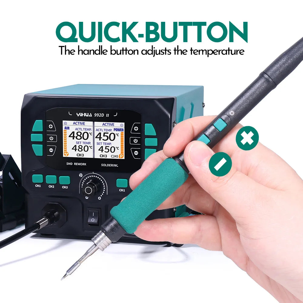 YIHUA 992D-II Precision Hot Air  Rework Station 210 245 Soldering Iron Station for Microscope Soldering Electronics Repair PCB