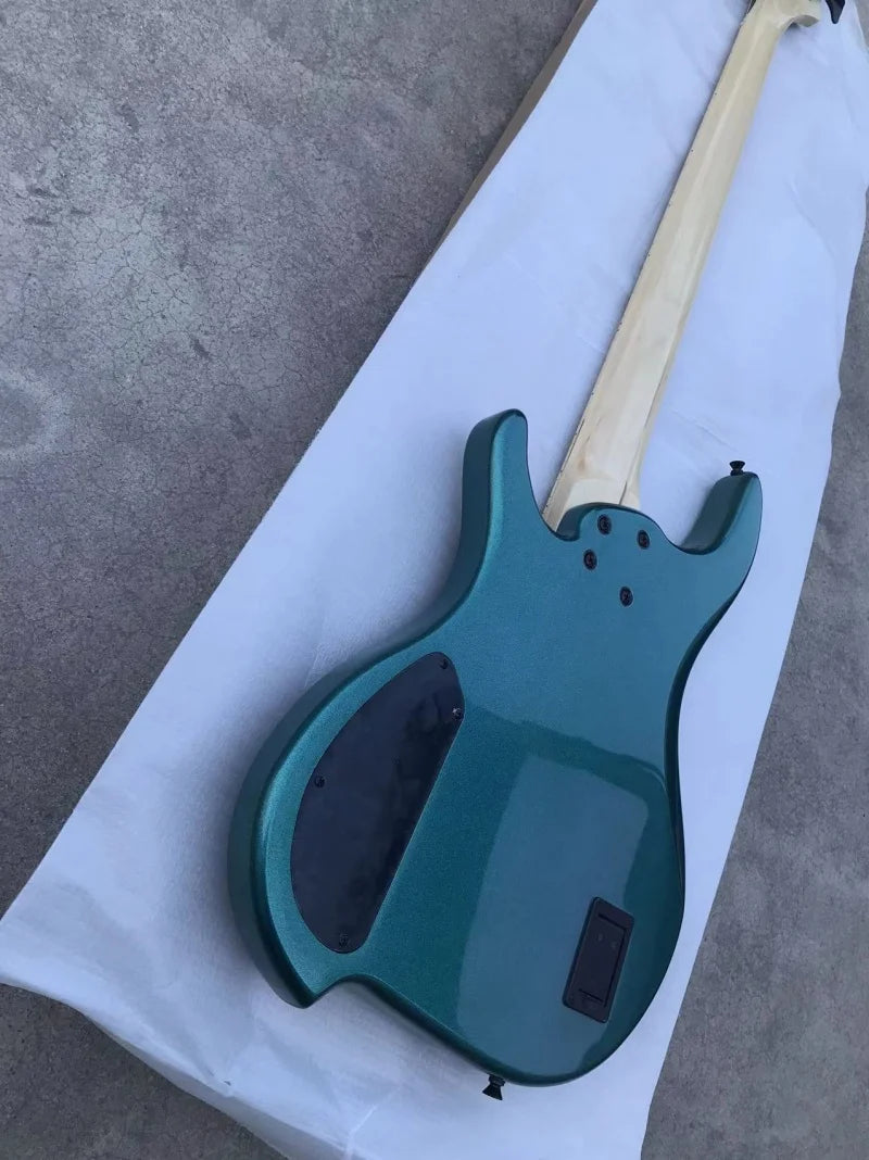 Custom 5-string profiled electric bass，Metallic blue body，Maple fan fingerboard，Active electronics，real photo，free delivery