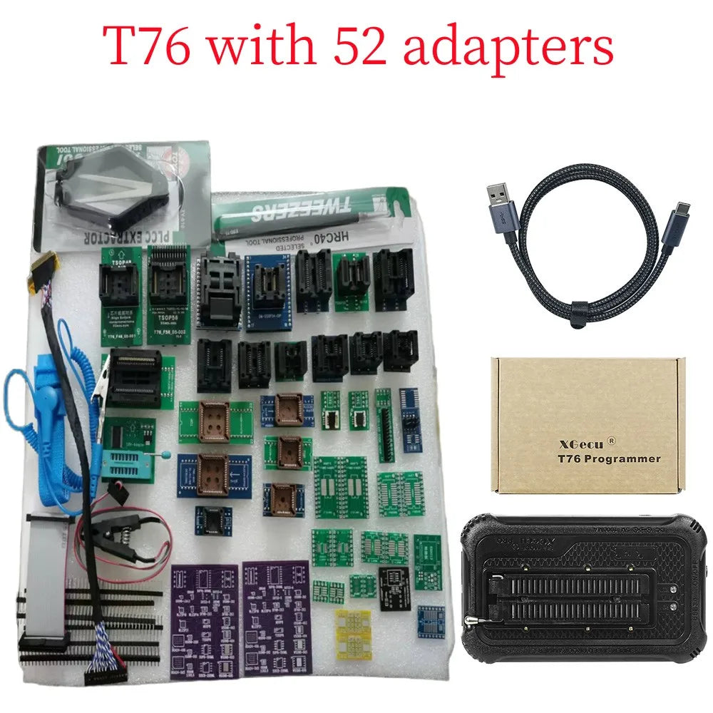 XGECU T76 Programmer with 52/6/13/23/35/49 Adapters TSOP48 TSOP56 25 in 1 QFN8 5*6/6*8 for Electronics Repair And Upgrading