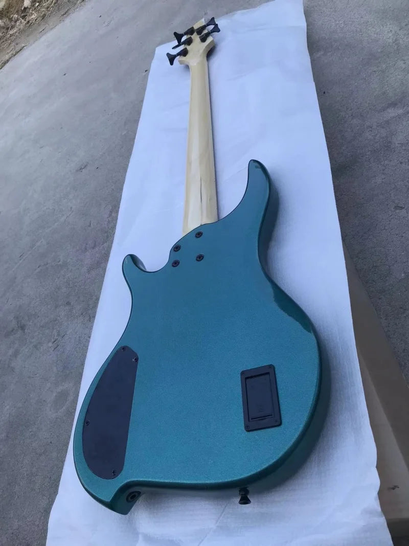 Custom 5-string profiled electric bass，Metallic blue body，Maple fan fingerboard，Active electronics，real photo，free delivery