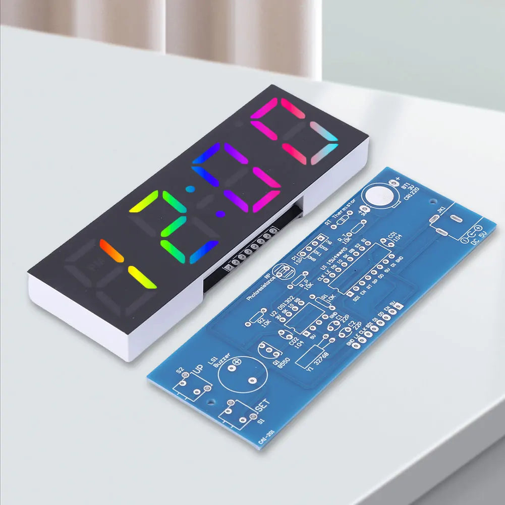 Electronic Clock DIY KIT LED Microcontroller Kit Digital Clock Time Light Control Temperature Thermometer Diy Electronic Kit