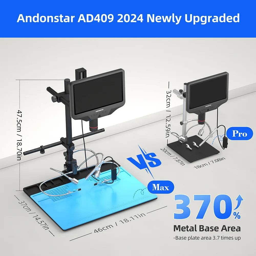 Andonstar AD409Max-ES with Endoscope 10.1'' HDMI WIFI Digital Microscope Measure for PCB SMD Soldering Phone Electronics Repair