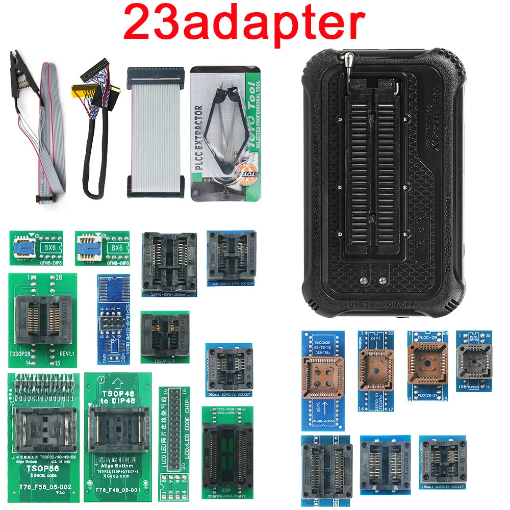 XGECU T76 Programmer with 52/6/13/23/35/49 Adapters TSOP48 TSOP56 25 in 1 QFN8 5*6/6*8 for Electronics Repair And Upgrading