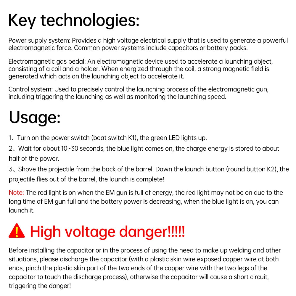 Electromagnetic Gun DIY Electronic Kit Long-range Projectile High-voltage Coil Booster Circuit Board Production Welding Electron