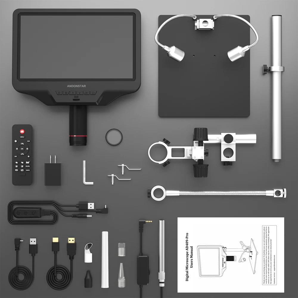 Andonstar AD409PRO-ES with Endoscope WIFI HDMI/USB 10.1'' Digital Microscope Measure for Soldering PCB Electronics Phone Repair