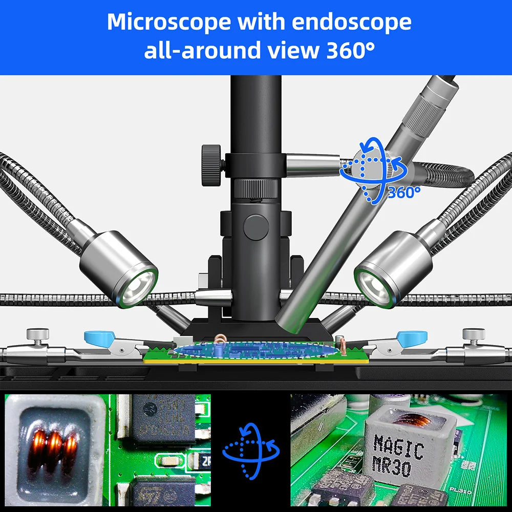 Andonstar AD409Max-ES with Endoscope 10.1'' HDMI WIFI Digital Microscope Measure for PCB SMD Soldering Phone Electronics Repair