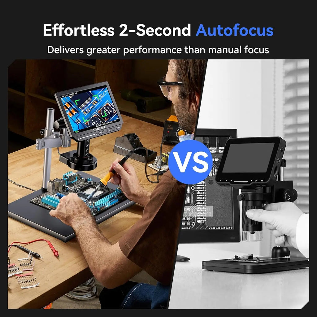 TOMLOV 4K Autofocus Microscope TM4K-AF Max 10.1" HDMI Digital Microscopes Spin Flex Arm Electronics Soldering Phone Repair