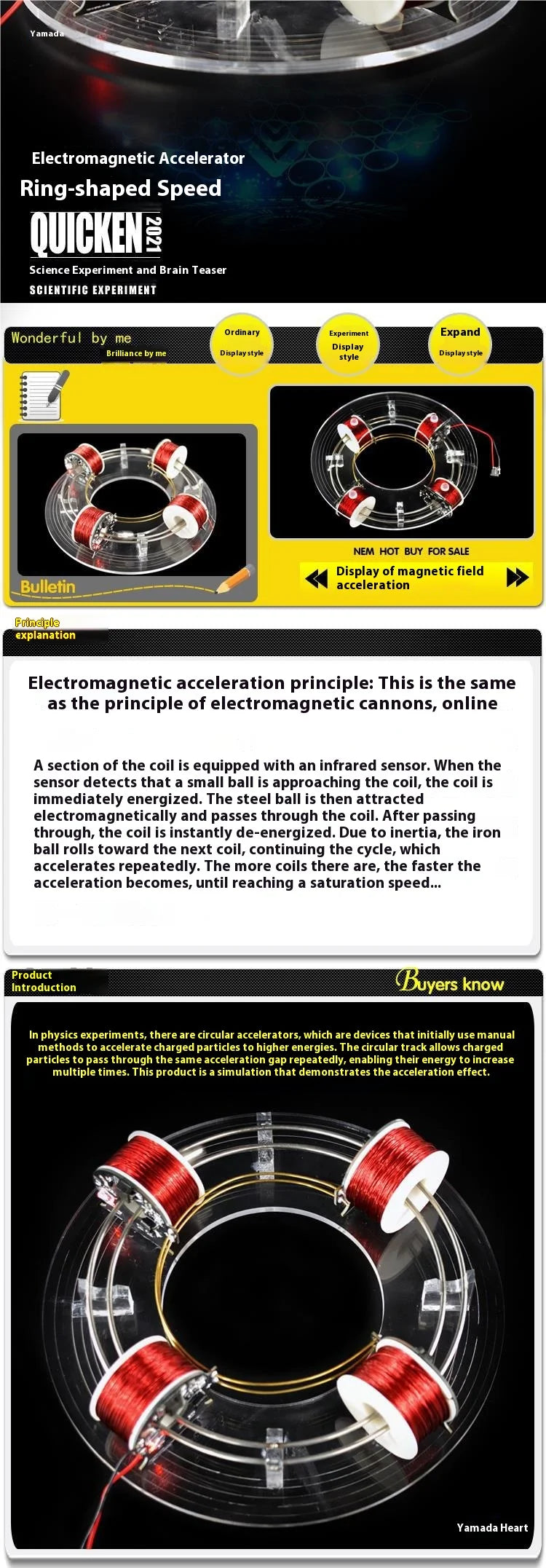 Electromagnetic cyclotron, circular accelerator, scientific experimental equipment, novel and unique physics teaching aid model