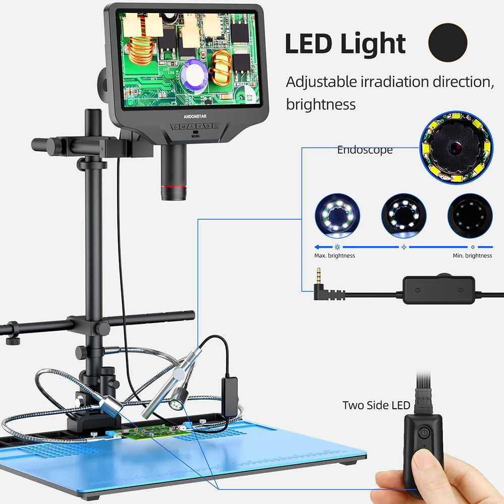 Andonstar AD409Max-ES with Endoscope 10.1'' HDMI WIFI Digital Microscope Measure for PCB SMD Soldering Phone Electronics Repair
